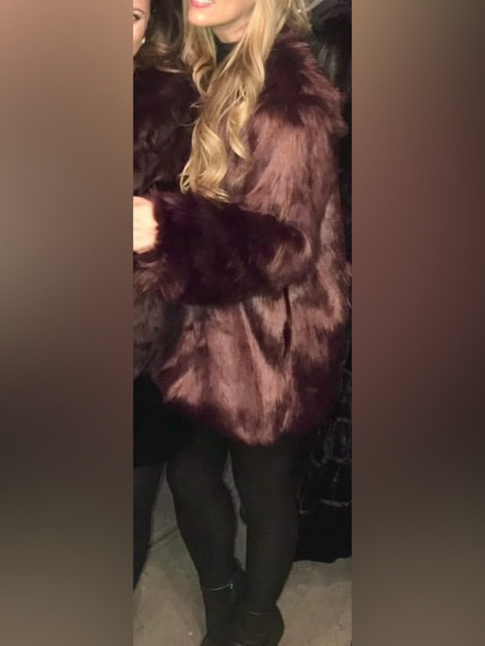 Lovers + Friends Faux Fur Coat in Maroon- Size XS